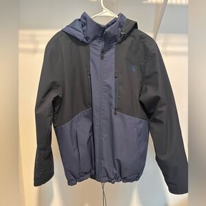 The North Face Hooded Two-Tone Shell Jacket in Black & Slate Blue